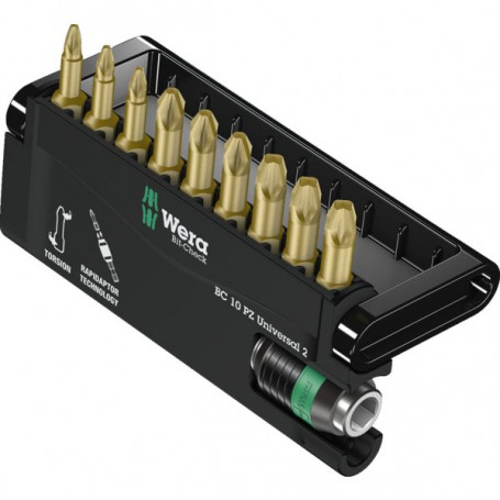 Embouts de vissage Pozidriv® Bit-Check 10 PZ Universal 2 (Coffret de 10)