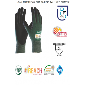 GANT MAXIFLEX CUT 34-8743 / 42-8743 ENDUIT PAUME MOUSSE NITRILE 4331B