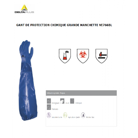 GANT PVC PETROLIER TOUT ENDUIT SUR SUPPORT COTON 62CM CM BLEU