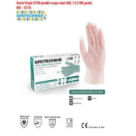 Gant vinyle poudre - Boîte de 100 gants