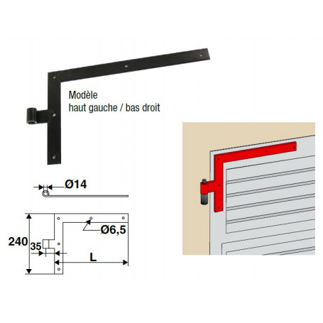 EQUERRE DROITE D14 MM NOIRE CATAPHORESE (PAIRE) - 2 longueurs