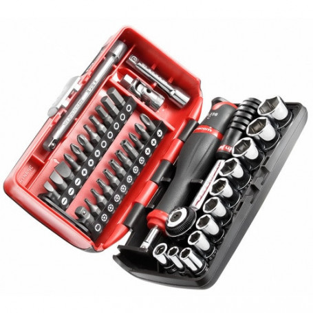 Coffret douilles 1/4" 6 pans métriques et embouts - 38 pièces