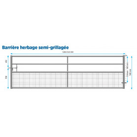 Barrière herbage semi grillagée 5m