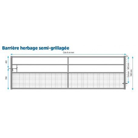 Barrière herbage semi grillagée 5m