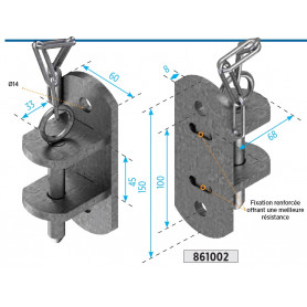 Fixation simple support (à boulonner ou tirefonner) la paire