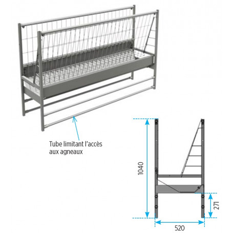 Râtelier Agriovin simple 2m sans embout