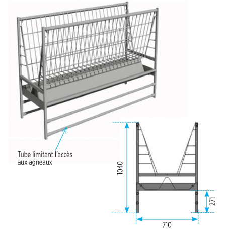 Râtelier Agriovin double 2m sans embout