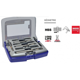 Coffret perçage taraudage HSS 8 pièces - 4 forets/4 tarauds