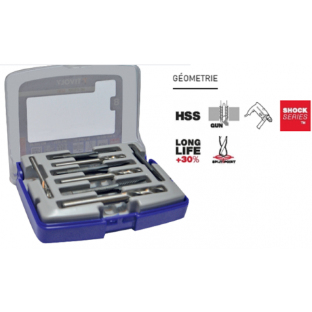 Coffret perçage taraudage HSS 8 pièces - 4 forets/4 tarauds