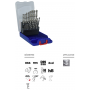 Coffret de 19 forets métaux HSS rectifiés pointe en croix Ø 1 A 10 mm/0.5 mm