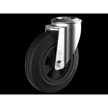Roue Standard pivotante à œil - Caoutchouc noir