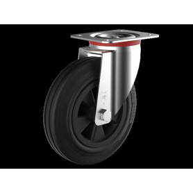 Roue Standard à platine pivotante - Caoutchouc noir