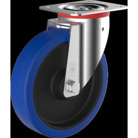 Roue Caoutchouc bleu élastique à platine pivotante