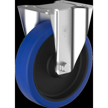 Roue Caoutchouc bleu élastique à platine fixe