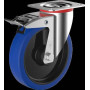 Roue Caoutchouc bleu élastique à platine pivotante à frein