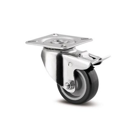 Roue Nova Polypropylène Gris à platine pivotante à frein