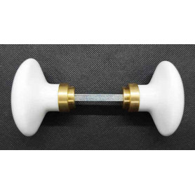 Bouton double ovale porcelaine blanche CB JAC. - 6X80 - 1 portée