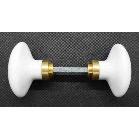 Bouton double ovale porcelaine blanche CB JAC. - 6X80 - 1 portée