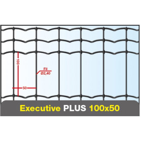 Grillage Executive Plus soudé - Maille 100x50 mm - Fil 2,40 mm - Rouleau 25 m