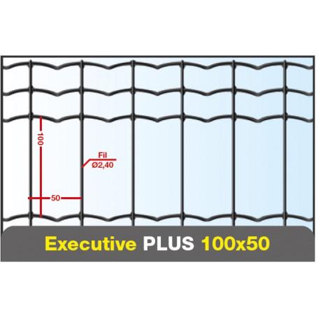 Grillage Executive Plus soudé - Maille 100x50 mm - Fil 2,40 mm - Rouleau 25 m