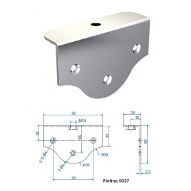 Platine équerre à visser pour fixation sur plat, trou M10
