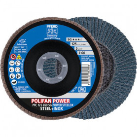 Disque à lamelles 125 x 22.23 mm G060 SG POLIFAN POWER Acier/Inox Bombé