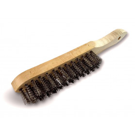 Brosse métallique à manche - Fil inox ondulé 4 Rangs 280x35mm