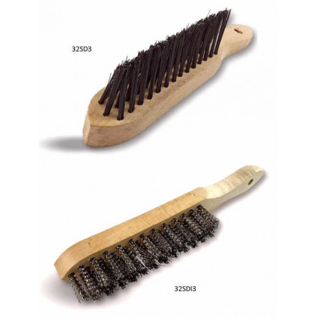 Brosse métallique à manche - Spécial soudure d'angle - 3 rangs