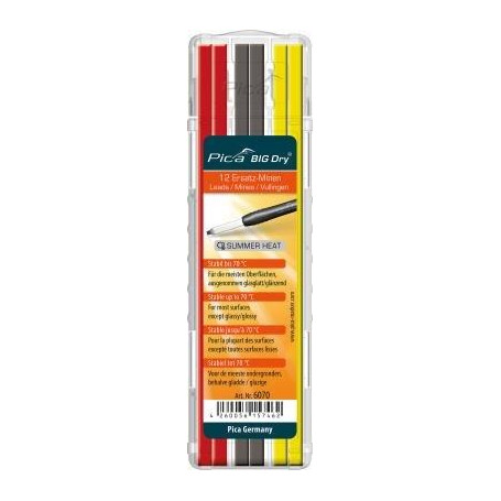 Mines graphites couleurs pour PICA BIG DRY "construction" (étui de 12 mines)