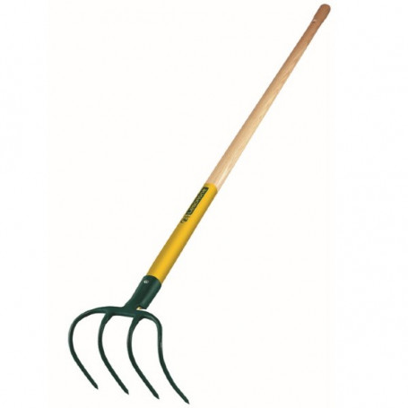 Croc à fumier douille 4 dents - Manche bois percé certifié PEFC 100% (130cm)