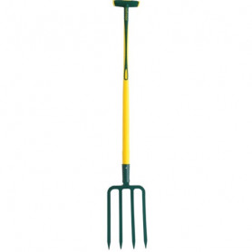 Fourche à bêcher à douille 4 dents triangulaires 8mm - Manche novagrip béquille (90cm)