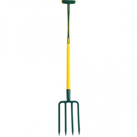 Fourche à bêcher à douille 4 dents triangulaires 8mm - Manche novagrip béquille (90cm)